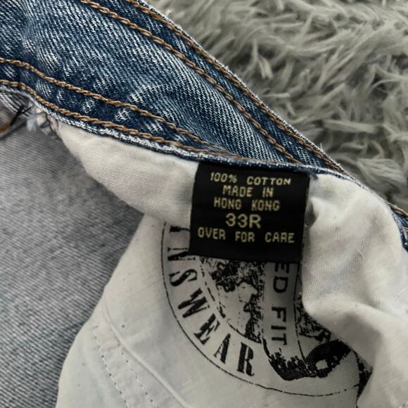 Vintage Structure Baggy Button Fly Blue Denim Jeans 1990s - Picture 11 of 11
